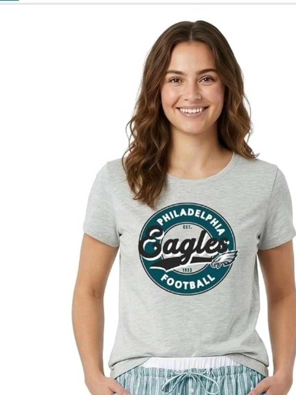 NFL Women's Gray Philadelphia Eagles Crew Neck Logo Tee